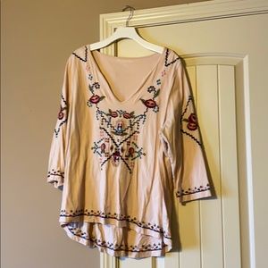 SOFT SURROUNDINGS embroidered high-low top